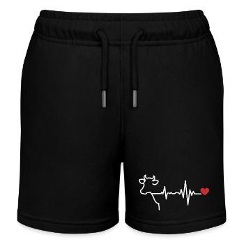 Kuh Herzschlag Linien-Design - Kinder Organic Joggingshorts Mini Bolter von Stanley/Stella - Schwarz - Vorne