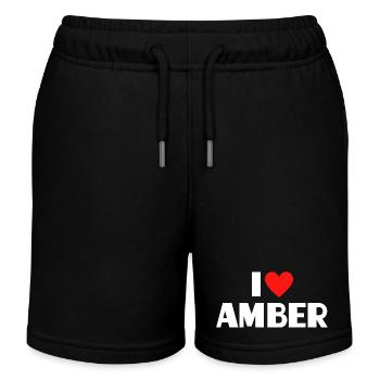 I Love Amber Red Heart Retro Statement - Kids Organic Sweat Shorts by Stanley/Stella - black - Front