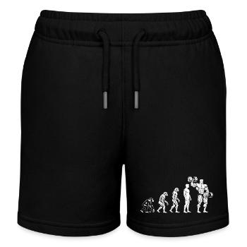 Evolution zum Muskeltraining Fitness Kraftsport - Kinder Organic Joggingshorts Mini Bolter von Stanley/Stella - Schwarz - Vorne