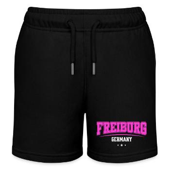 Freiburg Germany College lettering Pink Urban - Kids Organic Sweat Shorts by Stanley/Stella - black - Front