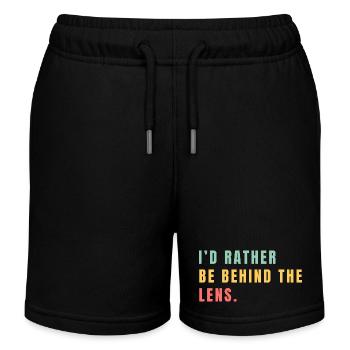 I'd rather be behind the lens - Kids Organic Sweat Shorts by Stanley/Stella - black - Front