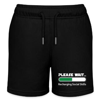 Introvert Recharging Social Skills - Dark BG - Kids Organic Sweat Shorts by Stanley/Stella - black - Front