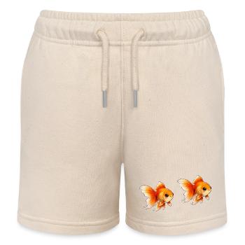 Two Goldfish Pairs Illustration - Kids Organic Sweat Shorts by Stanley/Stella - soft Ecru - Front