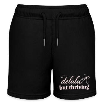 Deluhu Thriving Schriftzug - Kinder Organic Joggingshorts Mini Bolter von Stanley/Stella - Schwarz - Vorne