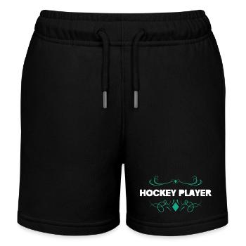 Eishockey Spieler Ornament Design - Kids Organic Sweat Shorts by Stanley/Stella - black - Front