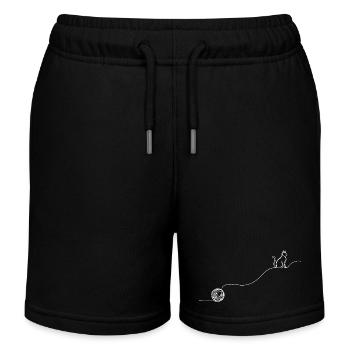 Katze Wolle Stricken Häkeln Line Art Wollknäuel - Kinder Organic Joggingshorts Mini Bolter von Stanley/Stella - Schwarz - Vorne