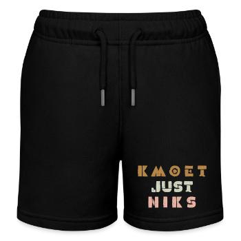 Kmoet just niks, Antwerps dialect - Kids Organic Sweat Shorts by Stanley/Stella - black - Front