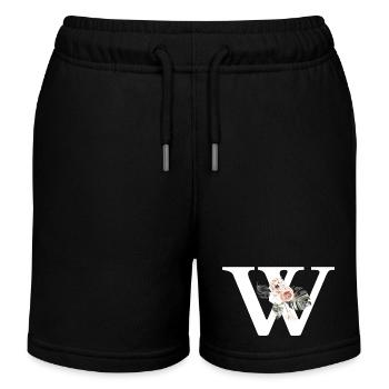 Tropischer Blumenbuchstabe - Kinder Organic Joggingshorts Mini Bolter von Stanley/Stella - Schwarz - Vorne