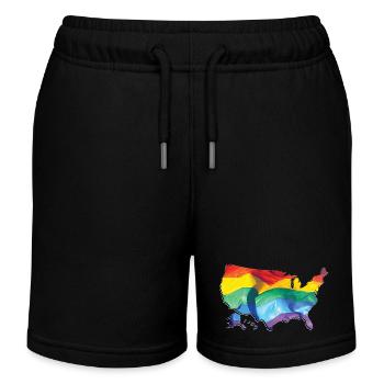 États-Unis | Drapeau réel | LGBTQIA+ - Short de jogging enfant bio Stanley/Stella - noir - Devant