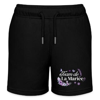 Lila Blumen Braut Team - Kinder Organic Joggingshorts Mini Bolter von Stanley/Stella - Schwarz - Vorne