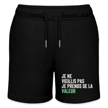 Je ne vieillis pas, je prends de la valeur - Short de jogging enfant bio Stanley/Stella - noir - Devant