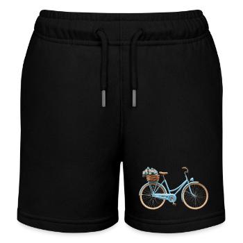 Vélo avec panier de fleurs - Short de jogging enfant bio Stanley/Stella - noir - Devant