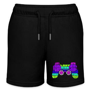 "Gamer Typo Controller" - Kinder Organic Joggingshorts Mini Bolter von Stanley/Stella - Schwarz - Vorne