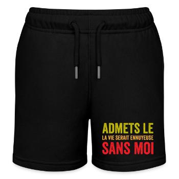 T-Shirt Zitat Humor Langweiliges Leben ohne mich - Kinder Organic Joggingshorts Mini Bolter von Stanley/Stella - Schwarz - Vorne