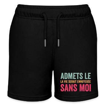 T-Shirt Zitat Humor Langweiliges Leben ohne mich - Kinder Organic Joggingshorts Mini Bolter von Stanley/Stella - Schwarz - Vorne