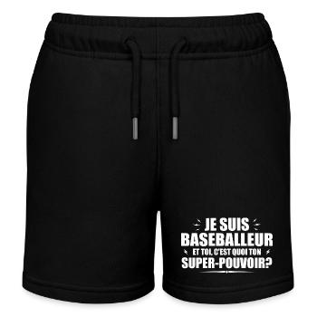 Ich bin ein Baseballspieler. Was ist deine Superkraft? - Kinder Organic Joggingshorts Mini Bolter von Stanley/Stella - Schwarz - Vorne
