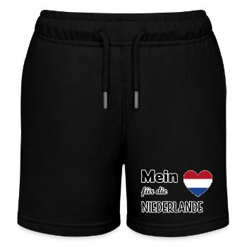 My heart for the Netherlands - Kids Organic Sweat Shorts by Stanley/Stella - black - Front