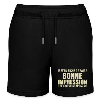 Je m'en fiche de faire bonne impression - Short de jogging enfant bio Stanley/Stella - noir - Devant