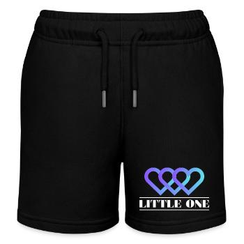 LITTLE ONE Schriftzug - Herz Drilling - Kinder Organic Joggingshorts Mini Bolter von Stanley/Stella - Schwarz - Vorne