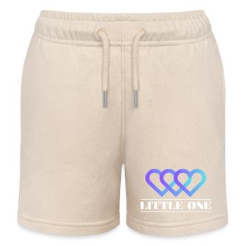 LITTLE ONE Schriftzug - Herz Drilling - Kinder Organic Joggingshorts Mini Bolter von Stanley/Stella - Natur - Vorne