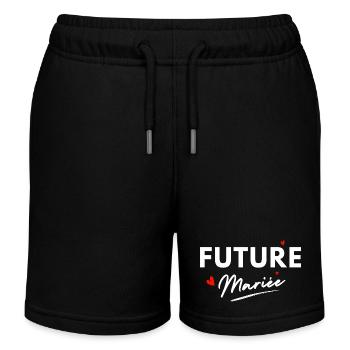La future mariée cœurs - cadeau la mariée - Short de jogging enfant bio Stanley/Stella - noir - Devant