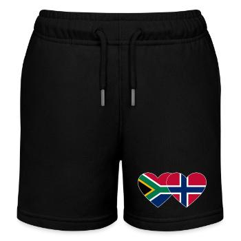 Südafrika Norwegen Flagge Herz weiße Umriss - Kinder Organic Joggingshorts Mini Bolter von Stanley/Stella - Schwarz - Vorne