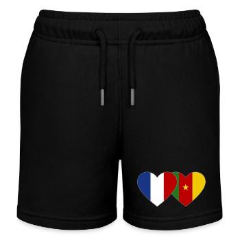 France Cameroon Flag Heart - Kids Organic Sweat Shorts by Stanley/Stella - black - Front