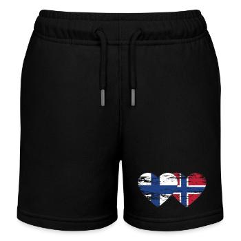 Finnland Norwegen Flagge Herz used used - Kinder Organic Joggingshorts Mini Bolter von Stanley/Stella - Schwarz - Vorne