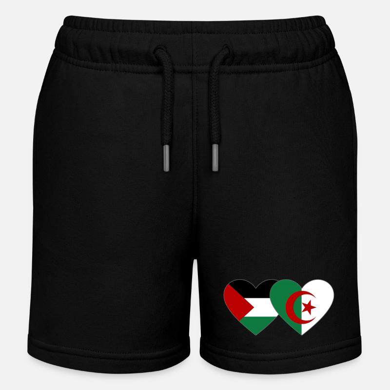 Palestine Algérie Drapeau Coeur - Short de jogging enfant bio Stanley/Stella - noir