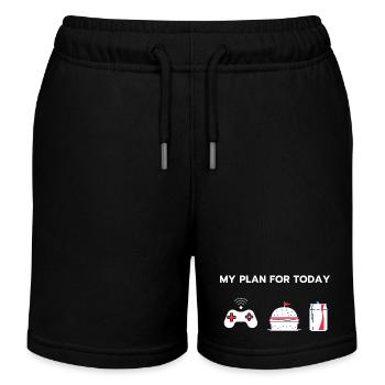 My plan for today - Gaming - Kids Organic Sweat Shorts by Stanley/Stella - black - Front