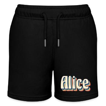 Idée cadeau t-shirt t-shirt rétro vintage Alice - Short de jogging enfant bio Stanley/Stella - noir - Devant