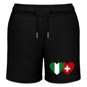 Nigeria Schweiz Flagge Herz - Kinder Organic Joggingshorts Mini Bolter von Stanley/Stella - Schwarz - Vorne