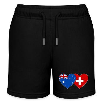 Australie Suisse Drapeau Coeur Drapeau - Short de jogging enfant bio Stanley/Stella - noir - Devant