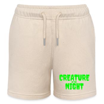 Creature of the Night Horror Text - Kids Organic Sweat Shorts by Stanley/Stella - soft Ecru - Front