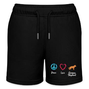 Frieden Liebe Schäferhund - Kinder Organic Joggingshorts Mini Bolter von Stanley/Stella - Schwarz - Vorne