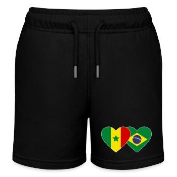 Senegal Brazil Flag Hands Heart Shape - Kids Organic Sweat Shorts by Stanley/Stella - black - Front