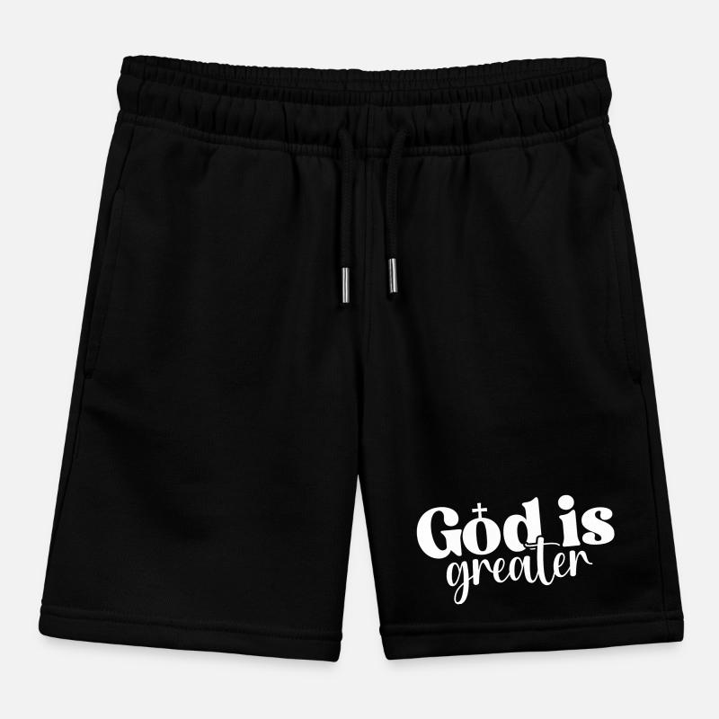 God Is Greater Kids Organic Sweat Shorts by Stanley/Stella