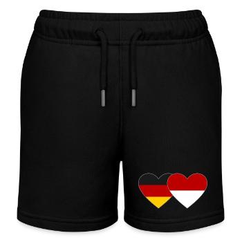 Deutschland Indonesien Flagge Herz  - Kinder Organic Joggingshorts Mini Bolter von Stanley/Stella - Schwarz - Vorne