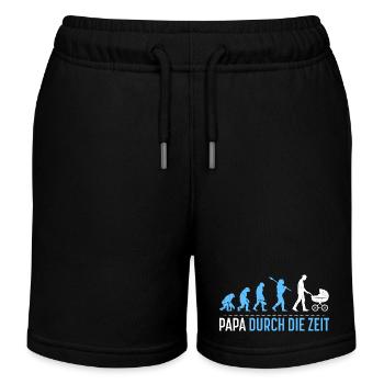 Werdender Vater PAPA DURCH DIE ZEIT Lustig - Kinder Organic Joggingshorts Mini Bolter von Stanley/Stella - Schwarz - Vorne