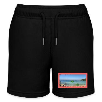 Beach photo with coconut - Kids Organic Sweat Shorts by Stanley/Stella - black - Front
