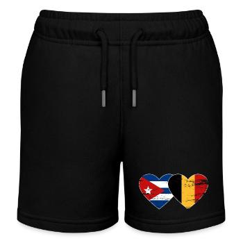  Kuba Belgien Flagge Herz - Kinder Organic Joggingshorts Mini Bolter von Stanley/Stella - Schwarz - Vorne