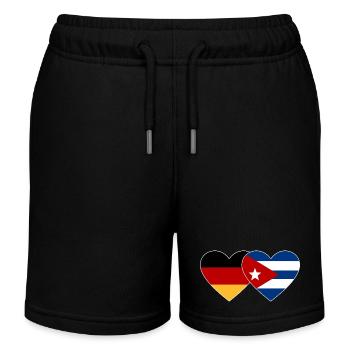 Deutschland Kuba Flagge Herz - Kinder Organic Joggingshorts Mini Bolter von Stanley/Stella - Schwarz - Vorne