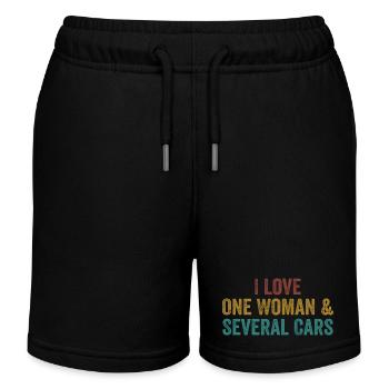 Eine Frau und viele Autos: Autohumor - Kinder Organic Joggingshorts Mini Bolter von Stanley/Stella - Schwarz - Vorne