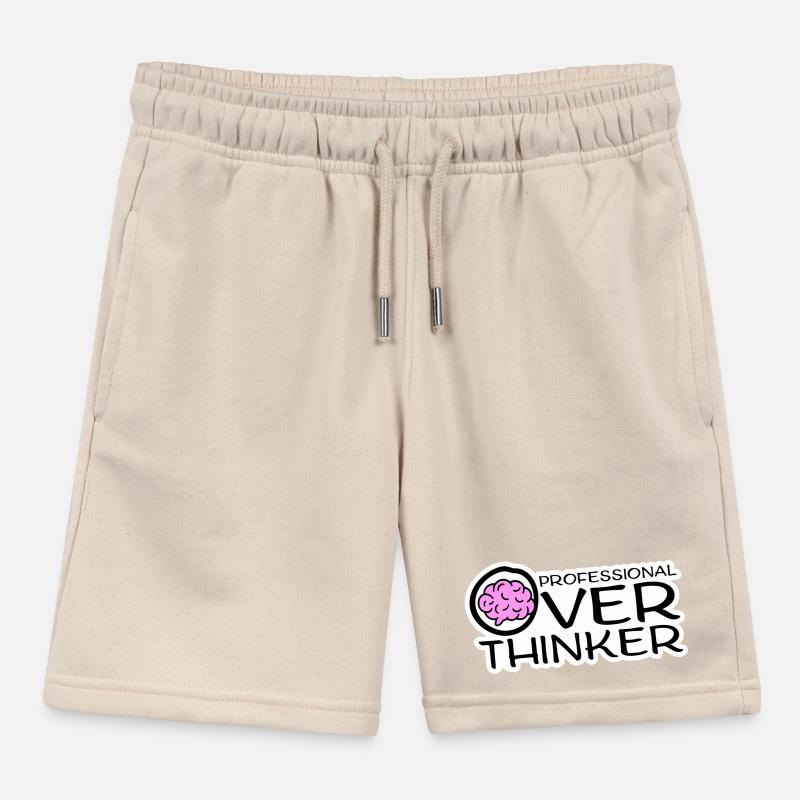 Professional Overthinker Funny Brooding Anxiety Logo Kids Organic Sweat Shorts by Stanley/Stella