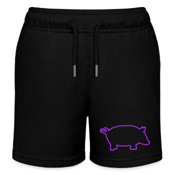Neon Pig Contour Illustration - Kids Organic Sweat Shorts by Stanley/Stella - black - Front