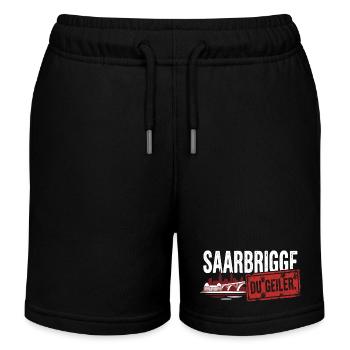 Saarbrigge Du Geiler Saarland Spruch - Kinder Organic Joggingshorts Mini Bolter von Stanley/Stella - Schwarz - Vorne