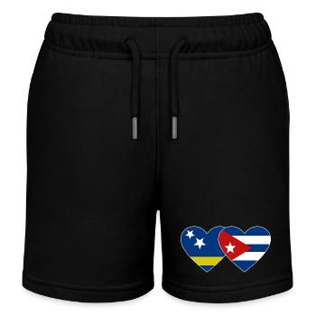 Curacao Kuba Flagge Herz - Kinder Organic Joggingshorts Mini Bolter von Stanley/Stella - Schwarz - Vorne