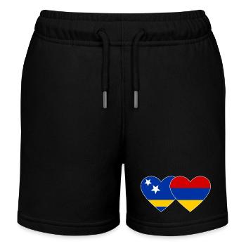 Curacao Armenien Flagge Herz - Kinder Organic Joggingshorts Mini Bolter von Stanley/Stella - Schwarz - Vorne