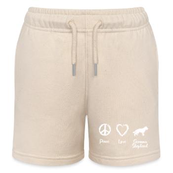 Peace Love German Shepherd - Kinder Organic Joggingshorts Mini Bolter von Stanley/Stella - Natur - Vorne