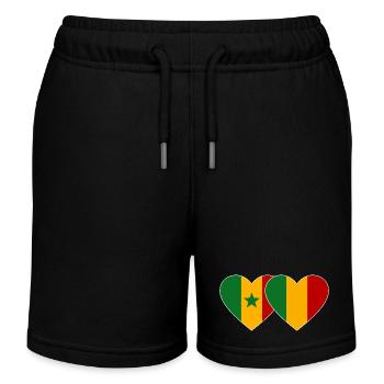 Senegal_Mali_Flagge_Herz - Short de jogging enfant bio Stanley/Stella - noir - Devant